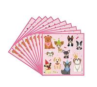 20pcs Paw Print Puppy Girl Dog Pink Birthday Napkins Serviette Dispenser Tableware Set - Happy Birthday Dog Party Theme Decorations Supplies