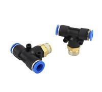 20pcs PB M5 Pneumatic Tee Connectors - 1/8" 1/4" 3/8" 1/2" BSPT Male to 8/6/4/12/10mm OD Tube(Pb 6-1/2)