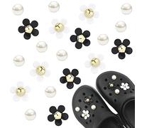 20pcs Pearl and Flower Croc Charms, Cute Beautiful for Shoes for DIY Direction Clog Sandals Birthday Party Birthday