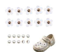 20PCS Pearl and Flower Croc Charms DIY Shoes Decorations Cute Flower Pins Shoe Charms for Adult Women Girls Sandals Birthday Party Gift
