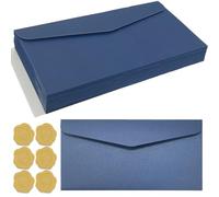 20PCS Pearlescent Paper DL Envelopes 22x11cm Shimmer Glitter Invitation Envelopes with Gold Sticker V Flap Long Wedding Envelope Luxury Gift Envelope for Gift Card Party Invitations Birthday Xmas