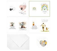 20pcs Pet Sympathy Cards, 4 Style Dog Sympathy Cards Claw Print Rainbow Angel Buddy Style Bereavement Card with Envelope Sorry for Your Loss of Dog Memorial Condolences Gift for Family Friends