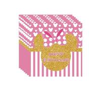 20pcs Pink and Gold Minnie Mouse Paper Napkins for Girls Birthday Party,Girl Birthday Napkin Minnie Serviette Tissue Cocktail Dinner Napkins for Kids Baby Shower Minnie Theme Birthday Party Decoration