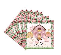 20Pcs Pink Farm Animals Party Napkins Serviettes,Farm Animal Party Decorations Napkin Tissue Cute Animal Paper Napkins for for Kids Birthday Baby Shower Farm Animal Barnyard Theme Party Supplies