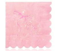 20Pcs Pink Napkins, Pink Bow Serviettes, Pretty Napkins for BBQ, Hen Party, Birthday, Women's Celebration - Disposable Decorative Serviettes for Table Decor