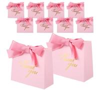 20pcs Pink Paper Gift Bags with Bow Ribbon for Parties and Families | Portable, Light Weight Wrapping Bags, Polyester Ribbon Detail, Display Use, Not Easy to Tear