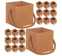 20pcs Plant Carrier Bags with Handles, Serrated Top, 2.5 Inch | Khaki Nylon Rope Handles, Square Shape, Plant-friendly Airflow, Suitable for Mini Planters, Weddings and Florist Shops