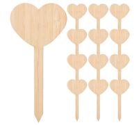 20pcs Plant Tags Wooden for Potted Plants Heart Shape Planting Day | Lightweight Wood, Double Sided Writable Surface, Indoor Use, Beige Finish, Easy to Store