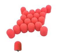 20Pcs Plastic Base Sanding Caps Pedicure Polishing Sand Block Drill Accessories Foot Cuticle Tool With Rubber Grip(10mm-80 Grit)