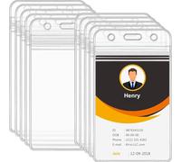 20pcs Plastic Card Holder for Lanyard, Vertical 80mm Thicken Clear ID Card Holders, Waterproof Name Tag ID Badge Holders for Multiple Cards