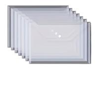 20pcs Plastic Envelope, Transparent Reusable Poly Waterproof Folder with Buttons for Documents(White)