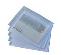 20PCS Plastic Envelope, Transparent Reusable Waterproof Folder with Buttons for Documents(Blue)