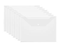 20pcs Plastic Envelope, Transparent Reusable Waterproof Folder with Buttons for Documents(White)