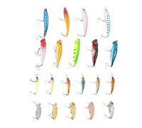20Pcs Plastic Fishing Lure Kit, Artificial Bait, Bright 3D Eyes, Lifelike Simulation Bait, with Carbon Steel Hooks, for Lake Ocean Anglers, Lightweight Portable Tackle