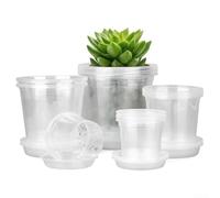 20pcs Plastic Plant Pots, 4'' 5'' 6'' 7'' Clear Flower Root-Control Nursery Starter Pots With Drainage For Potting Orchids Cutting Succulents Indoor Outdoor Plants