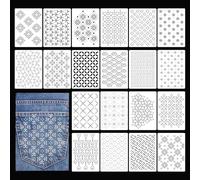 20pcs Plastic Sashiko Stencils, 8.3x5.9in Reusable Washable Sashiko Templates Geometric Embroidery Pattern Stabilizers for Drawing Line Sewing Hand Quilting Supplies (Assorted Styles)