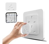 20Pcs Plug Socket Covers UK, White Outlet Covers Baby Proofing Adhesive Baby Safety Socket Protectors Sliding-Lock Child Proof Wall Socket Covers Outlet Cover for Home, Kitchen, Sockets UK