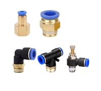 20PCS Pneumatic Air Connector Fitting 10mm 12mm 14mm 16 Thread M5 3/4" 1 2 Way Hose Fittings Pipe Connectors(12-01,PCF (20PCS))