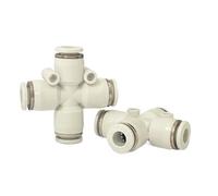 20PCS Pneumatic Fittings 4-Way PZA Cross Plastic Quick Insert Connectors for 4/6/8/10/12mm PU Tubing - White(Pza10)