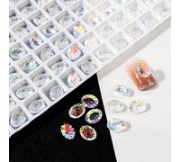 20Pcs Pointed Bottom Nail Rhinestones 3D Mixed Shapes Clear Crystals for Phone Case Frame Decorations