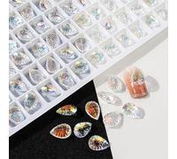 20Pcs Pointed Bottom Nail Rhinestones 3D Mixed Shapes Clear Crystals for Phone Case Frame Decorations