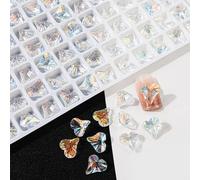 20Pcs Pointed Bottom Nail Rhinestones 3D Mixed Shapes Clear Crystals for Phone Case Frame Decorations