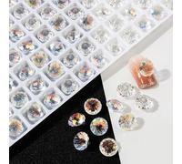 20Pcs Pointed Bottom Nail Rhinestones 3D Mixed Shapes Clear Crystals for Phone Case Frame Decorations