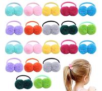 20Pcs Pom Pom Hair Ties, Fluffy Ball Hair Ties Colorful Elastic Rubber Bands Cute Rubber Bands Toddler Accents for Girls Toddlers Pigtail Ponytail