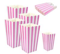 20pcs Popcorn Boxes, Small Striped Popcorn Bucket Happy Birthday Paper Cones Candy Snack Tray Containers for Movie Nights, Birthday Parties, Wedding Receptions, Carnival Decorations