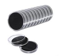 20Pcs PS Coin Capsule with Adjustable Black Seal for 17mm to 46mm Coins with High Definition Visibility and Scratch Protection