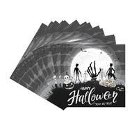 20pcs Pumpkin Bat Skeleton Black Halloween Napkins - Dinner & Luncheon Tissue Paper Serviettes for Party Table Decorations
