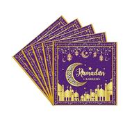 20Pcs Purple Gold Eid Al-fitr Paper Napkins Ramadan Kareem Serviette Napkin,Moon Star Napkins Tissue Dinner Napkins for Home Ramadan Mubarak Islam Muslim Eid Al-fitr Party Table Decorations