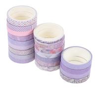 20pcs Purple Washi Tape Set for Planners and Journals Floral Retro | Decorative Paper Tape, Cute Pastel Aesthetic, Bulk Value Set for Wrapping and Journaling