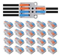 20PCS Quick Terminal Wire Connectors 600V 32A Conductor Compact Connector Electrical Wiring Terminal Lever Wire Connectors for Circuit Inline Splices(2 in 4 Out)
