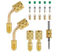 20pcs R410A Adapter Kit, R410a Mini Split Adapter, 5/16 Female 1/4 Male Flare, Valve Core Remover, r134a Hose Gaskets, 5V1 Valve Cores for Air Conditioning Refrigeration HVAC Service