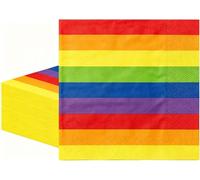 20Pcs Rainbow Pride Napkins, Pride Flag Disposable Paper Napkins, Colorful Table Decor for LGBTQ+Pride Month Parade, Birthday Wedding Party Cocktail Napkin, 33x33cm