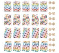 20Pcs Rainbow Stripe Paper Party Bag Kraft Paper Candy Gift Bags for Birthday Xmas Celebration