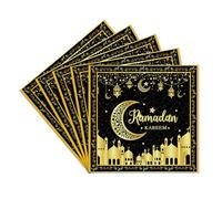 20Pcs Ramadan Kareem Napkins,Black Gold Paper Napkins for Eid Ramadan Mubarak Party,Ramadan Kareem Moon Star Paper Serviettes Napkins Set for Ramadan Muslim Islamic Home Eid Party Table Decorations