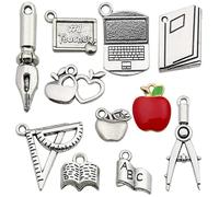 20PCS Random Mixed Accessories Wholesale Bulk Lots Teacher Vintage Silver Charms for Jewelry Making Fashion Metal Charms Pendants DIY for Necklace Bracelet