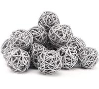 20Pcs Rattan Balls, Hanging Wedding Bird Toy for Garden Wedding Party Christmas Decoration DIY Homemade Decorations (Grey)