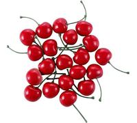 20Pcs Red Artificial Cherries, Fake Cherry Model Lifelike Fruit Cherry Ornament, Home Kitchen Party Decoration Desk Ornament Photography Prop,Fake Cherries,Plastic Cherries,Artificial Plant and Flower