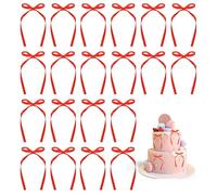 20Pcs Red Bows for Cake, Red Cake Ribbon Bows Toppers Decorations Cakes Ribbon Perfect for Birthday Wedding Christmas Party Supplies Decorations, Easy to Use & Stylish