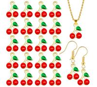 20PCS Red Cherry Pendant Charms for Jewelry Making Cute Fruit Stainless Steel Pendants Charm for Bracelets Necklaces Gold Charms Bulk Jewelry Charms for Keychains Earrings Cherry Accessories for Women