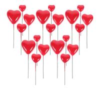 20pcs Red Heart Cake Topper Iron Wire Foam Romantic Party Decor | Lightweight Heart Shape, Valentine Celebration Use, for Cakes and Cheese Platters, Photo Backdrop Props