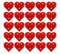 20pcs Red Heart-shaped Glowing Brooch Pins Plastic Lapel