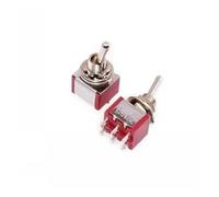 20pcs Red Lever Toggle Switch 2/3 Position Self-resetting ON-OFF-ON/ON-ON 120VAC 6A 3pin 6pin 6mm Mounting MTS-102 103 202 IDGTTLDF(MTS-202 ON-ON)
