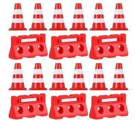20Pcs Red Mini Plastic Traffic Cones Miniature Roadblock Signs Playset Tiny Roadblock Cone Models Mini Stop Signs for Educational Learning Safety Signs and Signals Cones