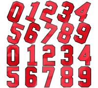 20pcs Red Number Patches, Plastic Sew-on Clothing Appliques | Skin Friendly Material, Easy Garment Numbering, Secure Attachment Options for Socks, Jeans, Team Organisers and DIY Crafters
