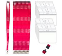 20PCS Red Visitor Lanyards with 20 Clear Card Holder, 115x100mm Waterproof Horizontal Name Badge Holders ID Card Holder and Red Quick-Release Vsitor Neck Lanyard for Volunteers, Workplaces, School