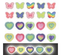 20PCS Reflective Stickers Butterflies Hearts Reflective Decals Outdoor Safety Reflectors Waterproof Warning Reflective Sticker High Night Visibility Adhesive Stickers for Helmet Bike Car Stroller